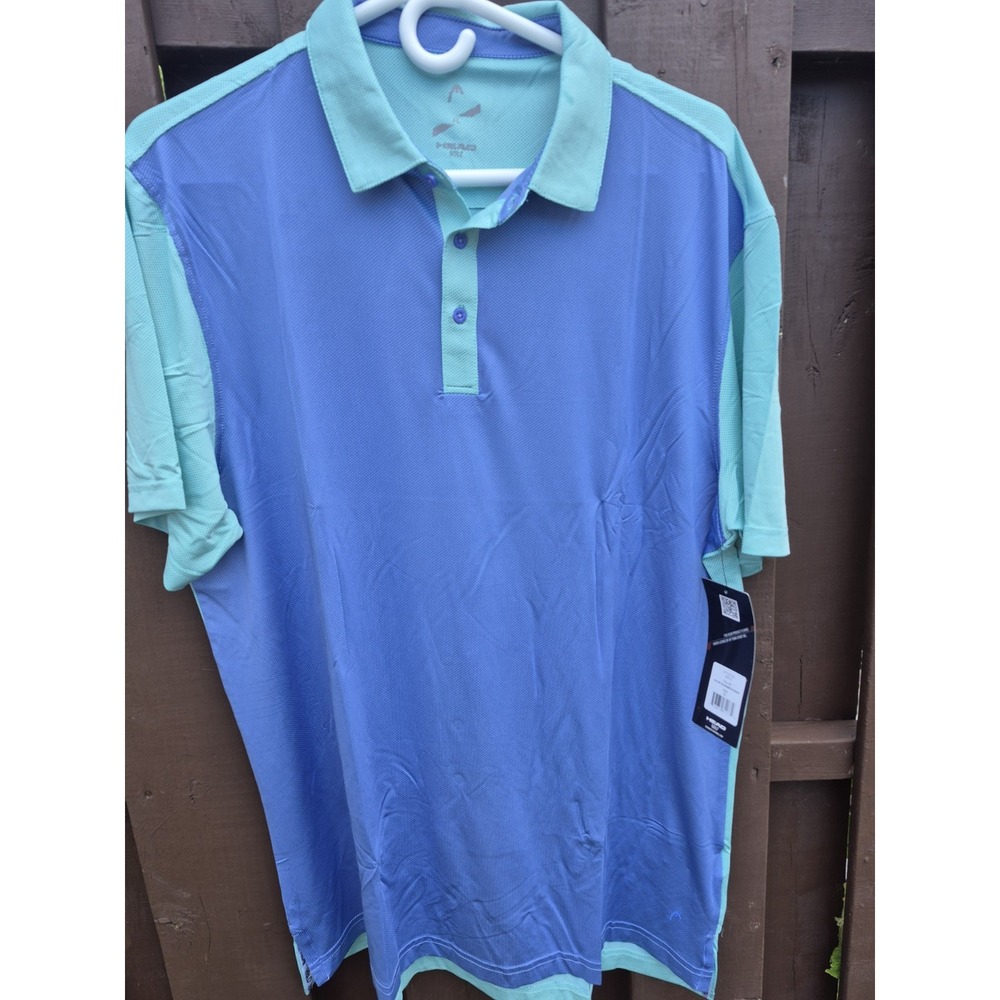 Head Men's Two Tone Dot Print Polo Golf Shirt Teal Purple Sportswear NWT‎